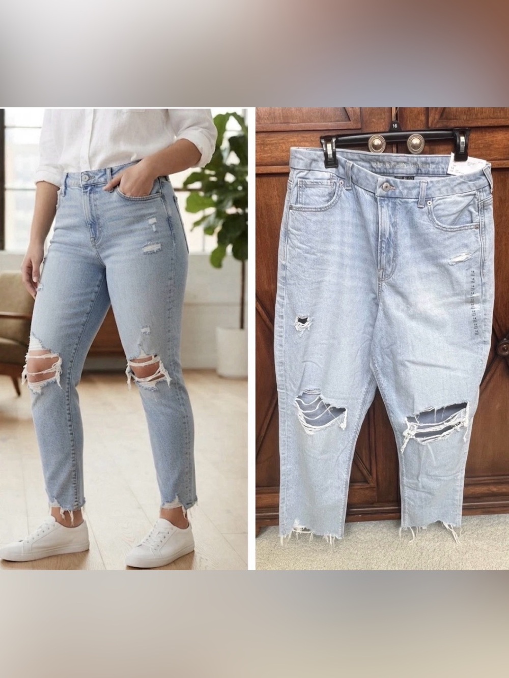 American Eagle Outfitters Light Blue Distressed Ankle Jeans